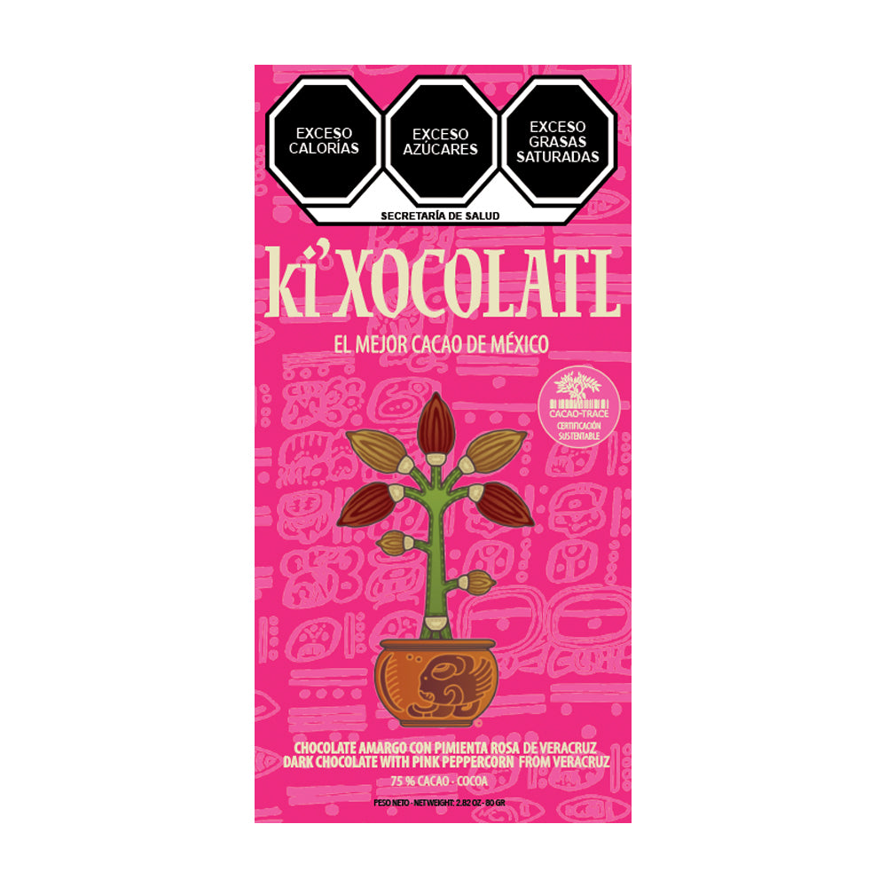 ki'Xocolatl Semi-Bitter Chocolate with Veracruz Pink Peppercorn